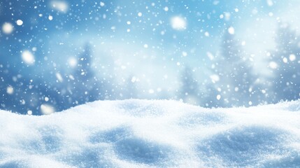 Winter background with snowfall and place for text. AI generated