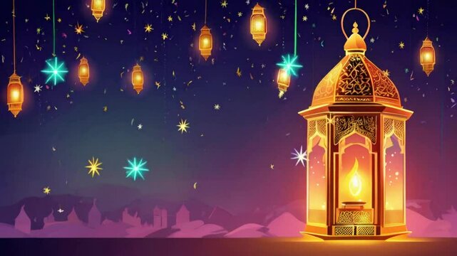 Fond brillant de lanterne de Ramadan - illustration de vecteur ENV 10