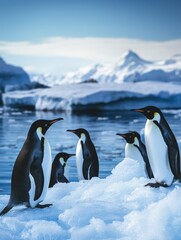 Fototapeta premium Penguins on Snowy Ground
