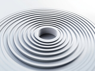 Fototapeta premium Geometric concentric circles with depth effect, light grey background.