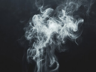 White smoke swirling on dark background, abstract texture.