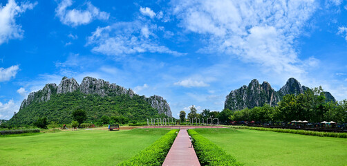 Thailand, Nakhon Sawan September 15, 2004 The mountain called Khao Kaew and Khao Nor is a beautiful and famous landmark of Nakhon Sawan Province.