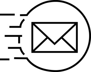 Mail icon, Email, post, letter, envelope, newsletter, notification new message isolated on transparent background. Line outline thin flat design, adapted e-mail icons for web, web site, mobile app, UI