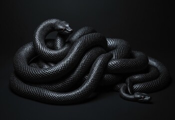 Obraz premium Pile of Black Snakes