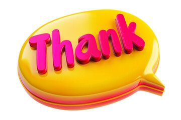 A colorful "Thank You" message in a speech bubble. Perfect for adding a personal touch to your designs. PNG