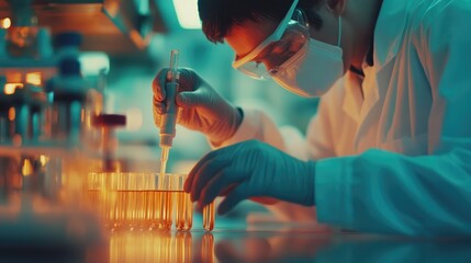 Scientist Working in a Laboratory with Test Tubes