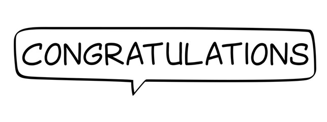 congratulations - text in a speech bubble