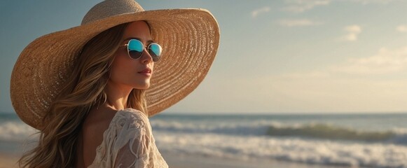 woman on the beach - madam on the beach - lady on the beach - woman in a hat - woman in sunglasses - elegant woman - rich woman - women's fashion - blonde lady.