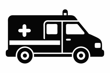 Ambulance Silhouette, Ambulance icon, Ambulance Vector illustration


