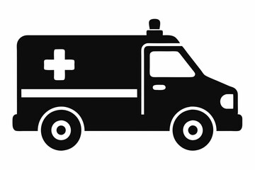Ambulance Silhouette, Ambulance icon, Ambulance Vector illustration

