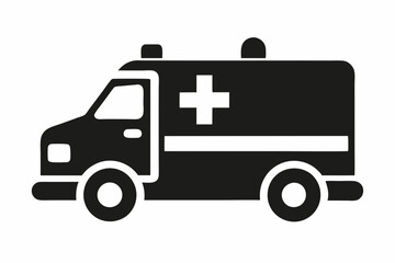 Fototapeta premium Ambulance Silhouette, Ambulance icon, Ambulance Vector illustration
