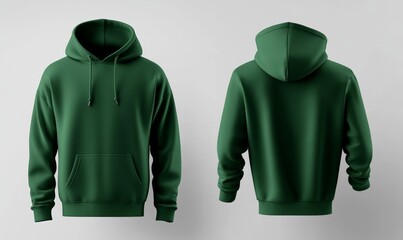Dark Green Hoodie Front And Back View