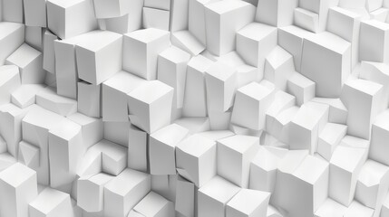 Abstract chaotic white cubes in empty space Futuristic background with cubes