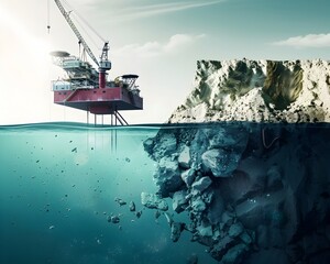 Floating Offshore Mining Platform Extracting Minerals from Seawater in the Ocean Environment