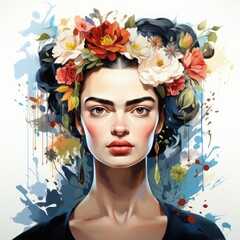 Minimalistic Digital Art Portrait Depicting a Woman in Flat Vector Style