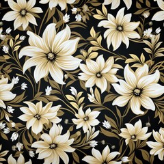 Elegant Botanical Illustration with Flowers and Leaves on a White Background