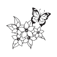 Elegant Butterfly with Blooming Flowers – Minimalist Nature Design