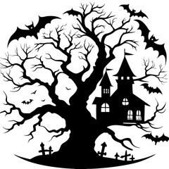 halloween house with bats