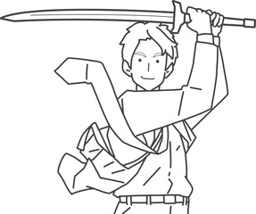 剣を構えるビジネスマン