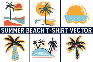 Obraz premium Summer beach t shirt vector, Summer slogan with beach illustration, Summer, Aloha surf typography for t-shirt print , beach vector print 