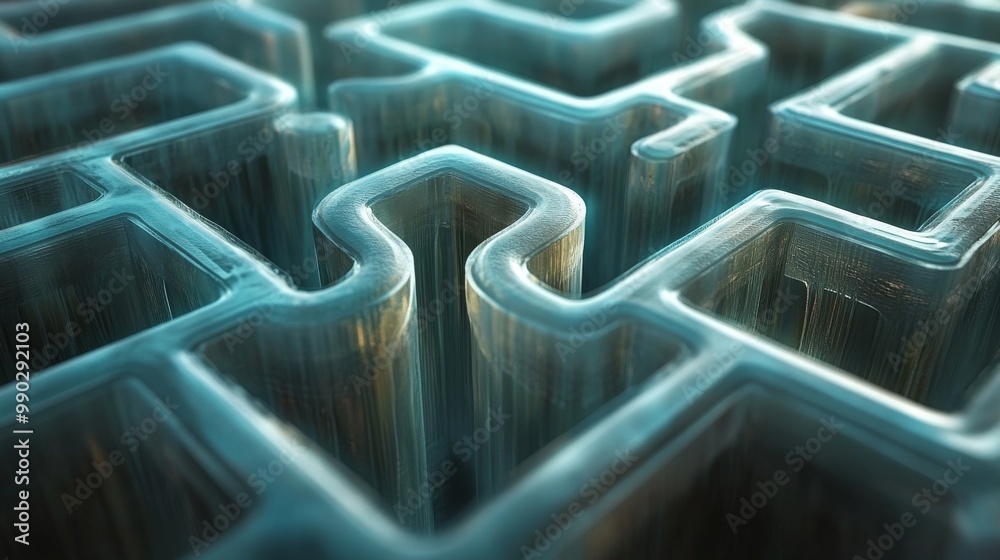 Poster an elaborate maze composed of transparent, flowing contours mimics water, creating a visually captiv