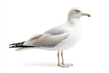 Obraz premium Isolated on a white backdrop, a natural white seagull. Generative Ai