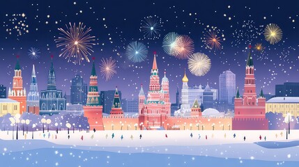 Fototapeta premium New Year's Eve Celebrations in Major Cities Around the World, Generative AI