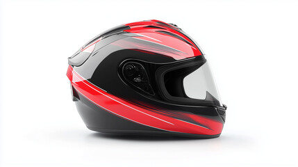 A high-resolution photo of a motorcycle helmet on a solid white background. isolated on a solid white background. Illustrations
