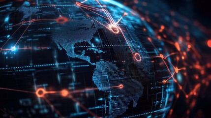 Obraz premium Global business concept of connections and information transfer in the world 3d illustration