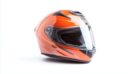 A high-resolution photo of a motorcycle helmet on a solid white background. isolated on a solid...