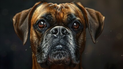Close-Up Portrait of a Boxer Dog