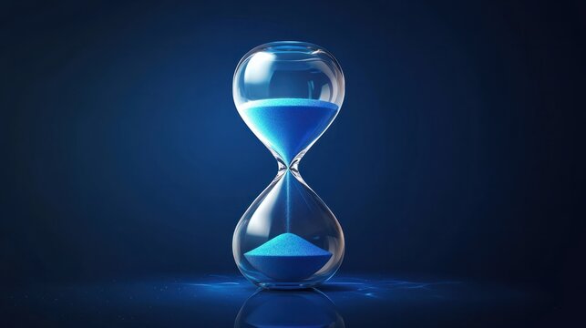 hourglass on blue