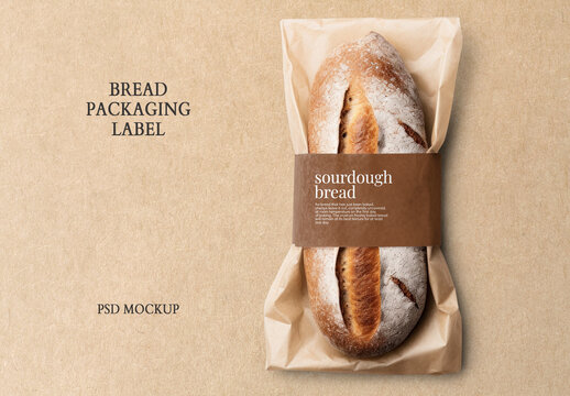 Branding Flatlay Bread Packaging Label Mockup With Generative AI