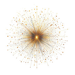 abstract radial burst of small golden dots emanating