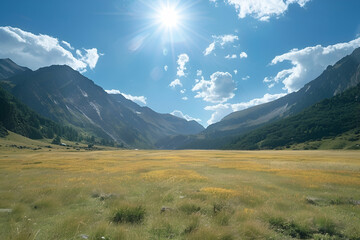 mountain landscape with blue sky