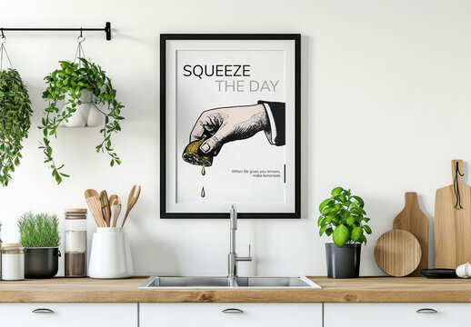 Interior Kitchen Photo Frame Mockup With Generative AI