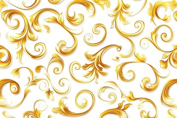 Gold and white leaves background. ornament pattern. Paisley elements. Great for fabric, invitation, wallpaper, decoration, packaging or any desired idea.