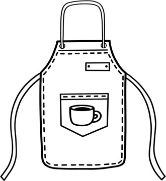 recommend clip art: Coffee Shop Server Apron Line Art Illustration