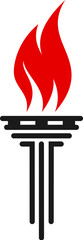 Torch flame icon. Victory and freedom, liberty and champion fire. Isolated vector motivational and celebratory emblem with a vibrant red flame, symbolizing achievement, championship, and inspiration