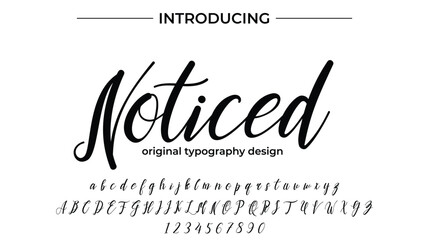 Noticed Font Stylish brush painted an uppercase vector letters, alphabet, typeface