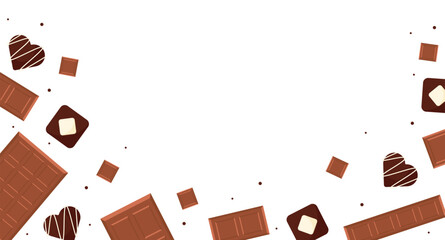 Sweet chocolate dessert border frame flat illustration