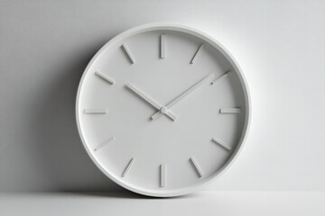 White backdrop with an isolated modern white clock. Generative Ai