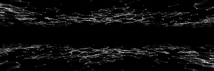 Futuristic double digital data transfer concept. High-speed data flow of cryptocurrency servers. Cyber technology background. 3D rendering.