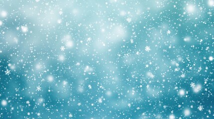 Random falling snow flakes wallpaper. Snowfall dust freeze granules. Snowfall sky white teal blue background. Many snowflakes february vector. Snow nature scenery.