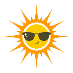 Summer sun character with sunglasses . Vector illustration can used for summer sticker, poster and print