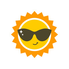 Summer sun character with sunglasses . Vector illustration can used for summer sticker, poster and print