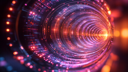 futuristic high-tech submarine fiber optic cable displayed in vibrant detail, symbolizing global connectivity, technological advancements, and the seamless transmission of information across vast ocea