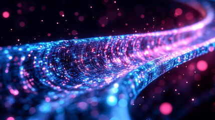 futuristic high-tech submarine fiber optic cable displayed in vibrant detail, symbolizing global connectivity, technological advancements, and the seamless transmission of information across vast ocea