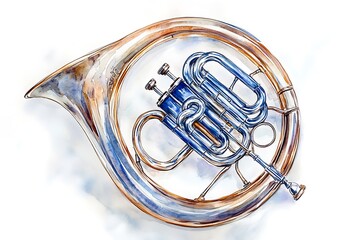 Double French Horn isolated