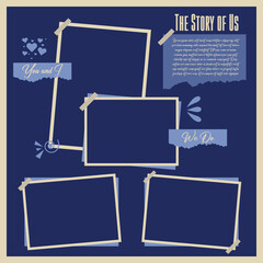 Lovely Couple Photo Frame Mockup, artistic presentation with love symbol vector icon, and torn edge modern design.